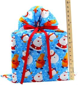 img 2 attached to 🎅 Large 20x27 Inches North Pole Buddies Christmas Bag - Santa, Snowman, Reindeer on Blue Fabric - Reusable