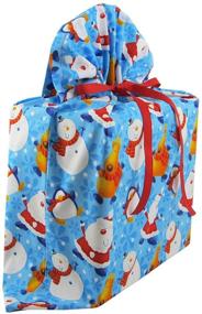 img 3 attached to 🎅 Large 20x27 Inches North Pole Buddies Christmas Bag - Santa, Snowman, Reindeer on Blue Fabric - Reusable