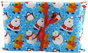 img 1 attached to 🎅 Large 20x27 Inches North Pole Buddies Christmas Bag - Santa, Snowman, Reindeer on Blue Fabric - Reusable