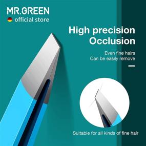 img 2 attached to 💙 MR.GREEN Colorful Beauty Eyebrows Tweezers: Fine Hair Removal Tool, Slanted Eye Brow Clips in Stainless Steel (Blue)