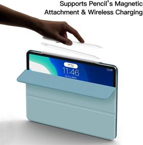 img 1 attached to 📱 GUDOU Magnetic Smart Case for iPad Air 4th Gen 10.9”: Ultra-Slim Cover with Strong Magnetic Attachment, Pencil 2 Pairing & Charging, Trifold Stand, Auto Sleep/Wake (Misty Blue)