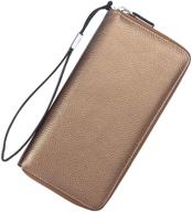 👛 lavemi women's large phone holder clutch travel purse - rfid blocking leather zip around wallet with wristlet logo