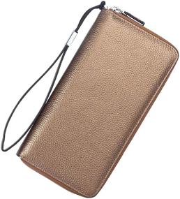 img 4 attached to 👛 Lavemi Women's Large Phone Holder Clutch Travel Purse - RFID Blocking Leather Zip Around Wallet with Wristlet