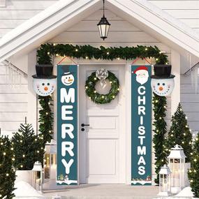 img 2 attached to 🎄 2-Pack Snowman Christmas Porch Light Covers 12 Inch - Outdoor Holiday Decoration for Porch Lights, Garage Lights, Large Light Fixtures - FUNPENY