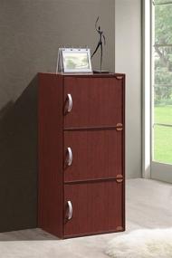 img 3 attached to 📚 HODEDAH IMPORT 3-Shelf Mahogany Bookcase Cabinet: Stylish Storage Solution