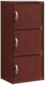 img 4 attached to 📚 HODEDAH IMPORT 3-Shelf Mahogany Bookcase Cabinet: Stylish Storage Solution