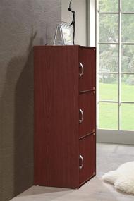 img 2 attached to 📚 HODEDAH IMPORT 3-Shelf Mahogany Bookcase Cabinet: Stylish Storage Solution