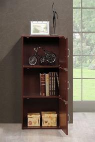 img 1 attached to 📚 HODEDAH IMPORT 3-Shelf Mahogany Bookcase Cabinet: Stylish Storage Solution