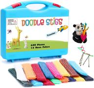 🚗 doodle stigs traveler pack: 640-piece 6-inch wiki sticks for kids with travel case - 13 neon colors for road trip activities logo
