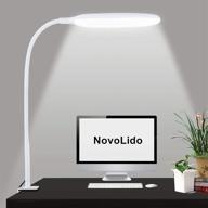 💡 novolido 10w led desk lamp with clamp: flexible, portable & eye-friendly | 3 color modes, stepless dimming | perfect for home, office, bedroom, dorm | white логотип