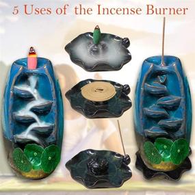 img 3 attached to 🌊 BNY GIFTS Waterfall Incense Burner: 5 in 1 Holder with 150 Backflow Cones & More!