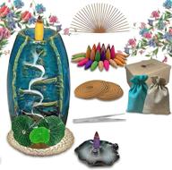 🌊 bny gifts waterfall incense burner: 5 in 1 holder with 150 backflow cones & more! логотип