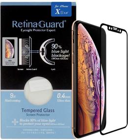 img 4 attached to RetinaGuard Anti Blue Light Tempered Glass Screen Protector: iPhone Xs/X (Black Border), SGS/Intertek Tested, Block Excessive Harmful Blue Light like a Pro!