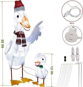 img 3 attached to 🦆 MAGGIFT 2 Pack Lighted Tinsel Ducks Christmas Decor with Clear 50 Count Incandescent Lights: Stunning 30" Mother Duck and Adorable 12" Baby Duck – Perfect Indoor/Outdoor Yard Lawn Festive Holiday Decoration