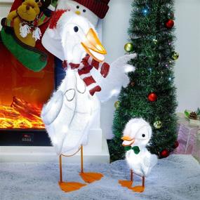 img 1 attached to 🦆 MAGGIFT 2 Pack Lighted Tinsel Ducks Christmas Decor with Clear 50 Count Incandescent Lights: Stunning 30" Mother Duck and Adorable 12" Baby Duck – Perfect Indoor/Outdoor Yard Lawn Festive Holiday Decoration