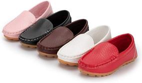 img 3 attached to Meckior Toddler Moccasin Wedding Synthetic Girls' Shoes