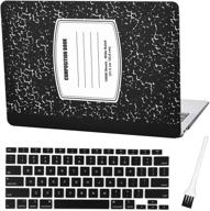 📓 protective macbook air 13 inch case a2337 a2179 2020: composition notebook design with hard shell, silicone keyboard cover, and dust brush - matte rubberized (black notebook) logo