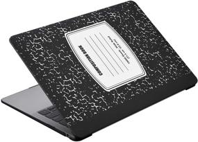 img 1 attached to 📓 Protective MacBook Air 13 Inch Case A2337 A2179 2020: Composition Notebook Design with Hard Shell, Silicone Keyboard Cover, and Dust Brush - Matte Rubberized (Black Notebook)