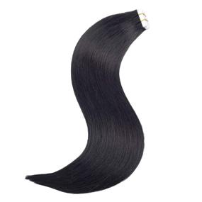 img 1 attached to 🎀 Premium 16-inch Tape-In Human Hair Extensions - Create Beauty, 30g 20PCS/Pack, Straight Skin Weft Remy Hair Extensions in 1B# Off Black