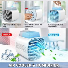 img 2 attached to 🌬️ Stay Cool Anywhere: Rechargeable Evaporative Air Cooler Fan with Blue Atmosphere Light - Perfect for Home, Office, and Room Cooling (Back double ice box)