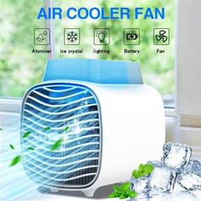 img 3 attached to 🌬️ Stay Cool Anywhere: Rechargeable Evaporative Air Cooler Fan with Blue Atmosphere Light - Perfect for Home, Office, and Room Cooling (Back double ice box)