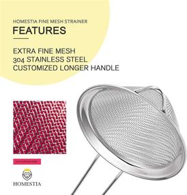 img 3 attached to 🍹 Homestia Fine Mesh Stainless Steel Cocktail Strainer - Perfect for Tea, Coffee & Food, with Long Handle for Double Straining - 3.3 inch