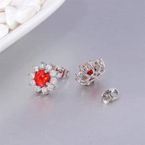 img 2 attached to 💐 CiNily Hypoallergenic Opal Flower Stud Earrings for Women and Teen Girls - Rhodium Plated Gemstone Jewelry Gift, 10-12mm