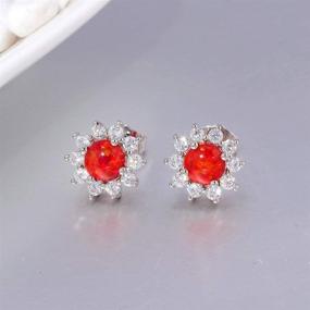 img 3 attached to 💐 CiNily Hypoallergenic Opal Flower Stud Earrings for Women and Teen Girls - Rhodium Plated Gemstone Jewelry Gift, 10-12mm