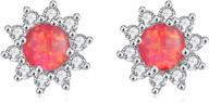 💐 cinily hypoallergenic opal flower stud earrings for women and teen girls - rhodium plated gemstone jewelry gift, 10-12mm logo