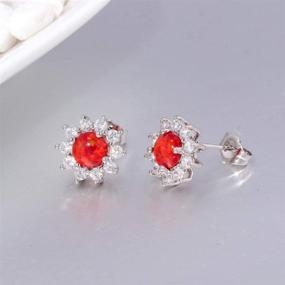 img 1 attached to 💐 CiNily Hypoallergenic Opal Flower Stud Earrings for Women and Teen Girls - Rhodium Plated Gemstone Jewelry Gift, 10-12mm