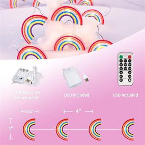 img 2 attached to 🌈 Vibrant Rainbow Decorative String Lights: 10 Ft 30 LED USB & Battery Powered Fairy Lights - Remote Control, Timer, Ideal for Kid's Room, Party, Christmas Tree Decorations