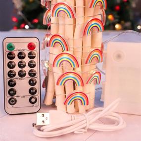 img 3 attached to 🌈 Vibrant Rainbow Decorative String Lights: 10 Ft 30 LED USB & Battery Powered Fairy Lights - Remote Control, Timer, Ideal for Kid's Room, Party, Christmas Tree Decorations