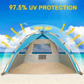 img 1 attached to G4Free Deluxe XL Pop Up Beach Tent: Easy Setup Sun Shelter Canopy with UPF 50+ UV Protection – Ideal for 3-4 Persons, Extra Wide 70.9 in