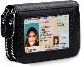 img 4 attached to 👛 Women's Genuine Leather RFID Blocking Zipper Credit Card Wallet with Coin Purse & ID Window - Black