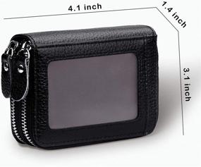 img 3 attached to 👛 Women's Genuine Leather RFID Blocking Zipper Credit Card Wallet with Coin Purse & ID Window - Black