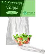 🍴 party bargains 8.5-inch clear plastic serving tongs (pack of 12) – heavy-duty & high-quality serving tongs for bbq, salads, grilling, buffets, kitchen, and more! logo
