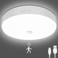 🔦 toowell rechargeable motion sensor led ceiling light - round lighting fixture for indoor/outdoor stairs, closets, rooms, porches, basements, hallways, pantries, and laundry rooms логотип