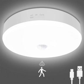 img 4 attached to 🔦 TOOWELL Rechargeable Motion Sensor LED Ceiling Light - Round Lighting Fixture for Indoor/Outdoor Stairs, Closets, Rooms, Porches, Basements, Hallways, Pantries, and Laundry Rooms