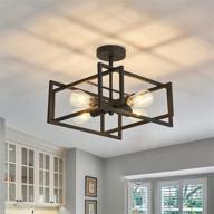 zglaojt 4-lights industrial close to ceiling light in black - flush mount ceiling fixture with farmhouse chandelier design. perfect for kitchen island, dining room, bedroom, foyer, hallway lighting. logo