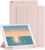 📱 ghinl ipad 10.2-inch case (2019/2020/2021) with pencil holder - slim soft tpu back, magnetic stand, sleep/wake function - smart protective cover in light pink logo