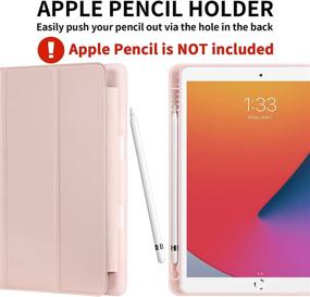 img 1 attached to 📱 GHINL iPad 10.2-Inch Case (2019/2020/2021) with Pencil Holder - Slim Soft TPU Back, Magnetic Stand, Sleep/Wake Function - Smart Protective Cover in Light Pink