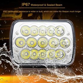 img 1 attached to 🚙 H6054 7x6 LED Headlight Pair - Hi/Low Sealed Beam for Jeep Cherokee XJ, Wrangler, Chevy S10