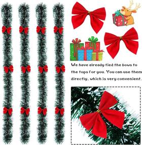 img 2 attached to 🎄 Christmas Garland Set: 26ft Artificial Pine Xmas Garland with Red Bows for Home Decoration