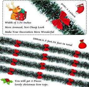 img 3 attached to 🎄 Christmas Garland Set: 26ft Artificial Pine Xmas Garland with Red Bows for Home Decoration