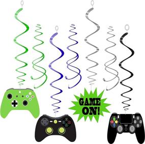 img 1 attached to 🎮 Enhance Your Gaming Party Atmosphere with 48Pcs Video Game Decorations: Game On Hanging Swirls & Supplies