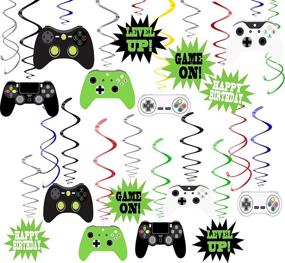 img 3 attached to 🎮 Enhance Your Gaming Party Atmosphere with 48Pcs Video Game Decorations: Game On Hanging Swirls & Supplies