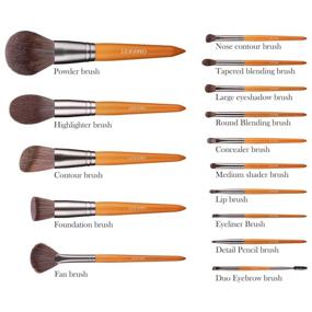 img 3 attached to 💄 TEXAMO 15-Piece Professional Makeup Brush Set for Powder, Contour, Blush Highlighter, Eye Shadow, Eyebrow, Kabuki, Foundation, Concealer - Includes Travel Leather Case and Wooden Handles