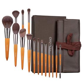 img 4 attached to 💄 TEXAMO 15-Piece Professional Makeup Brush Set for Powder, Contour, Blush Highlighter, Eye Shadow, Eyebrow, Kabuki, Foundation, Concealer - Includes Travel Leather Case and Wooden Handles