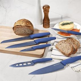 img 1 attached to 🔪 Granitestone Nutriblade Knife Set: Professional Chef Kitchen Knives, 6-Piece Set in Nonstick Blue Coating