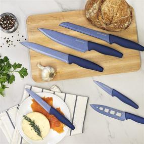 img 2 attached to 🔪 Granitestone Nutriblade Knife Set: Professional Chef Kitchen Knives, 6-Piece Set in Nonstick Blue Coating